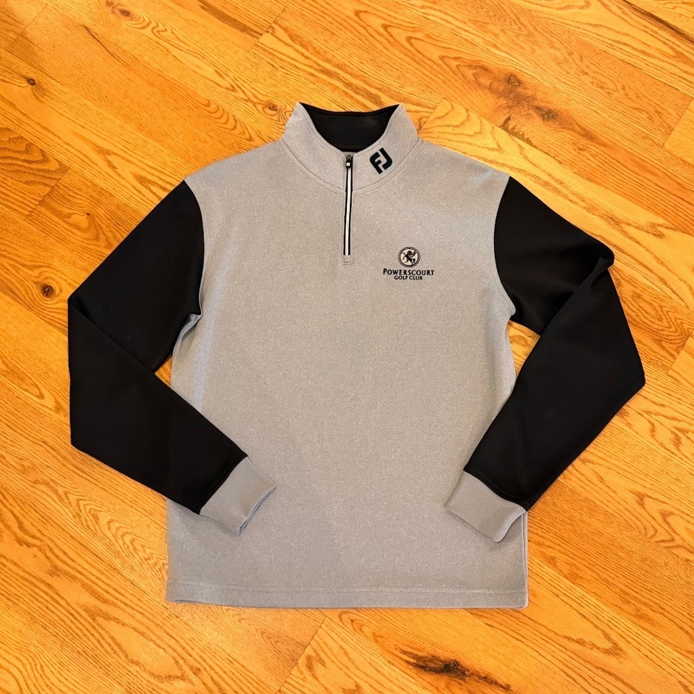 FootJoy Golf Half Zip Lightweight Mid-Layer Sweater in Grey/Black